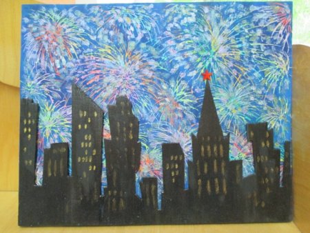 Граттаж Кремль салют