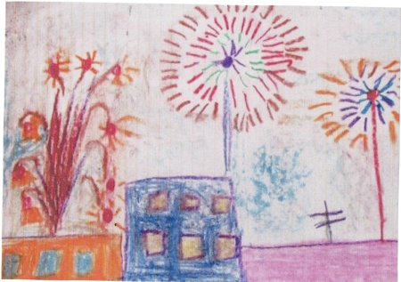 Рисование солют над горо