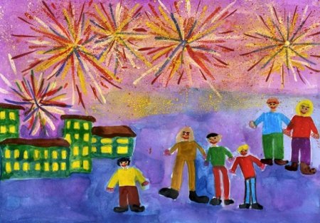 Рисование салют над Невой