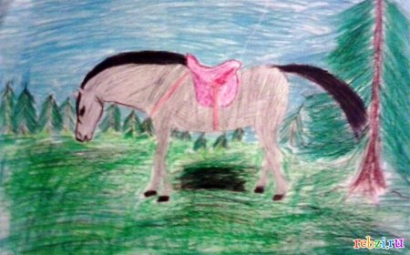 Рисование малышами в детском саду лошадь