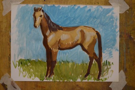 Лошадь гуашью