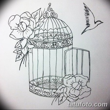 Силуэт попугая в клетке