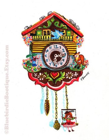 Часы с кукушкой рисовать