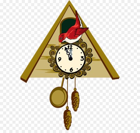 Часы с кукушкой на прозрачном фоне