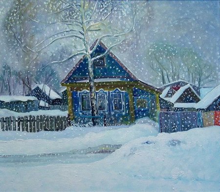 Деревня зимой картины