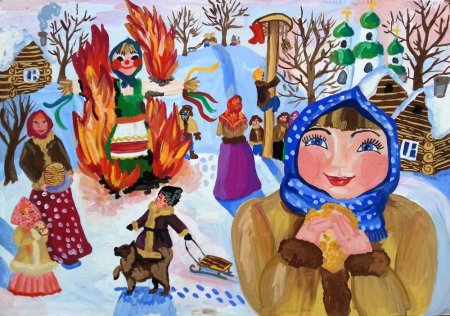 Проводы зимы рисование