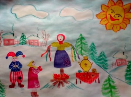 Народные гуляния Масленица рисунок