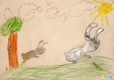 Детские рисунки зайца