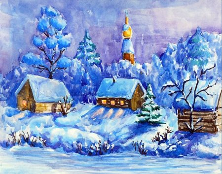 Детские рисунки на тему новый год