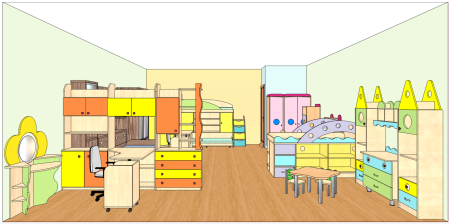 Мультяшная комната детского сада