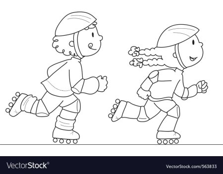 Мальчик на роликах раскраска