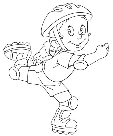 Мальчик на роликах раскраска