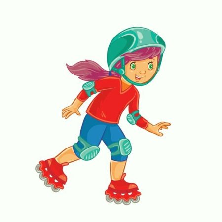 Мультяшная девочка на роликах