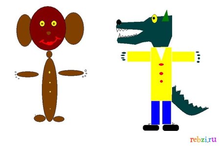 Крокодил Гена и Чебурашка для срисовки