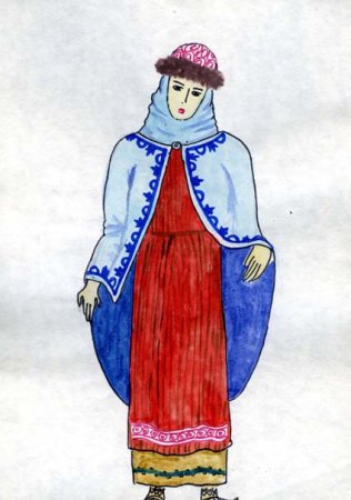 Русский народный костюм раскраска