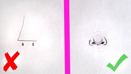 Поэтапное рисование носа человека