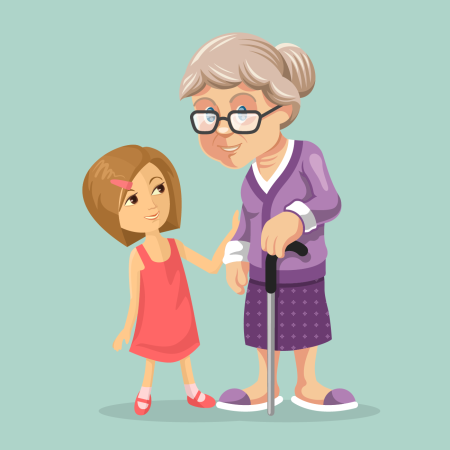 Бабушка и внуки иллюстрации