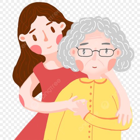 Бабушка с внуком рисунок