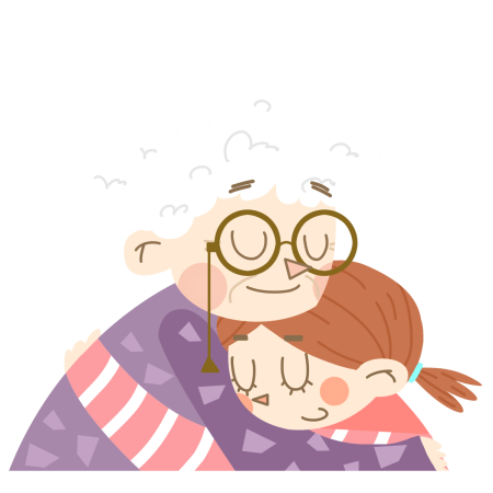 Мультяшная бабушка с внуками