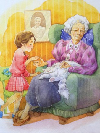 Мультяшная бабушка с внуками