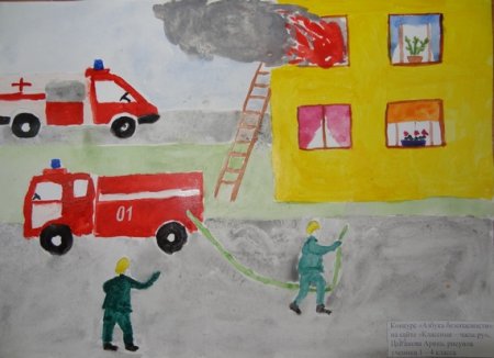 Пожарная машина рисунок детский