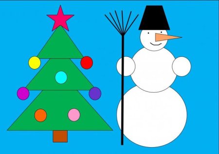 Аппликация из геометрических фигур новый год