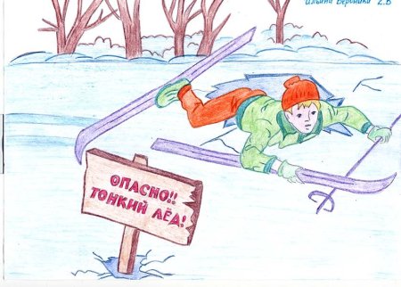 Рисунок на тему безопасность на льду