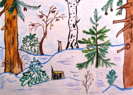 Рисунки зимы для срисовки