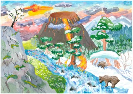 Природа Камчатки рисование для детей