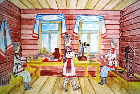 Внутреннее убранство русской избы