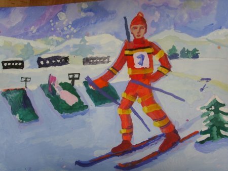 Рисунок на тему зимний спорт