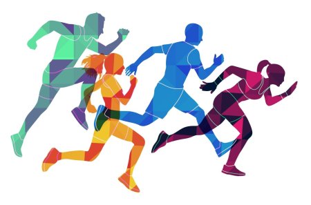 Цветные силуэты спортсменов