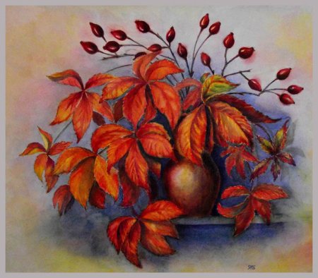 Осенний натюрморт цветными карандашами