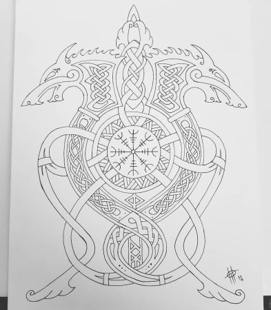 Кельто скандинавские узоры Фенрир