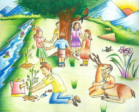 Рисунок по теме человек и природа