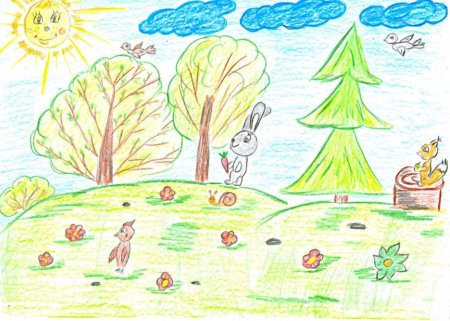 Детский рисунок лес