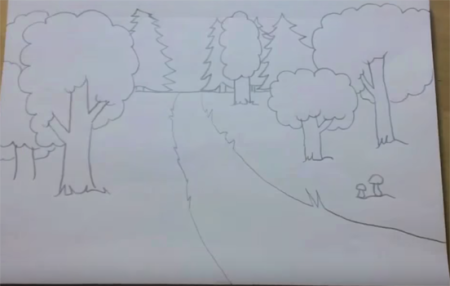 Несложный рисунок лес