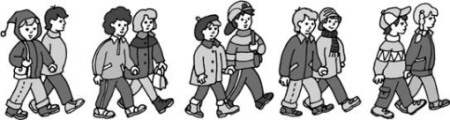 Люди идут гуськом рисунок