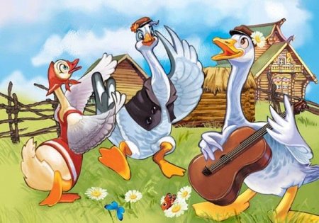 Раскраска много гусей