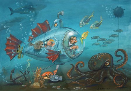 Морское дно акварелью