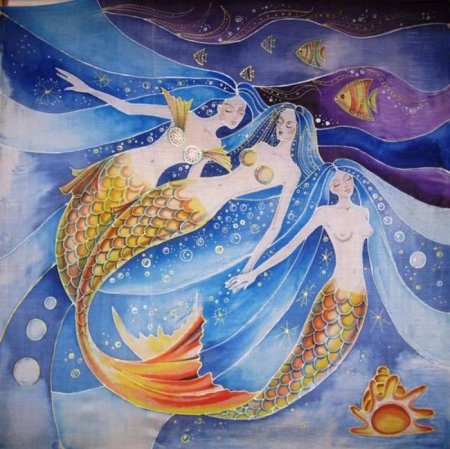«Подводное царство» (граттаж + восковые мелки)