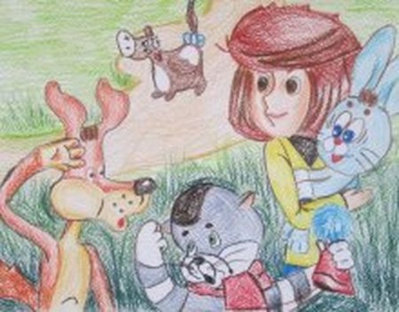 Детские рисунки на тему мультфильмов
