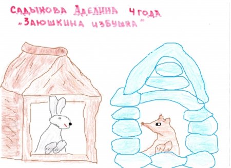Рисование по сказке Заюшкина избушка в средней группе