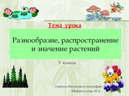 Разнообразие распространение значение растений 5