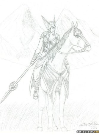 Эскизы Валькирия карандашом
