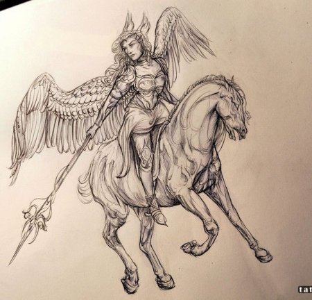 Валькирия с лошадью тату