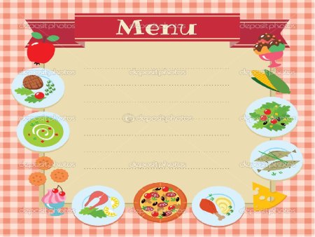 Макет меню для столовой
