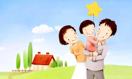 Силуэт счастливой семьи