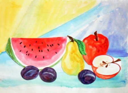 Рисование овощей и фруктов для детей