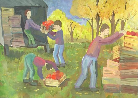 Композиция гуашью с людьми